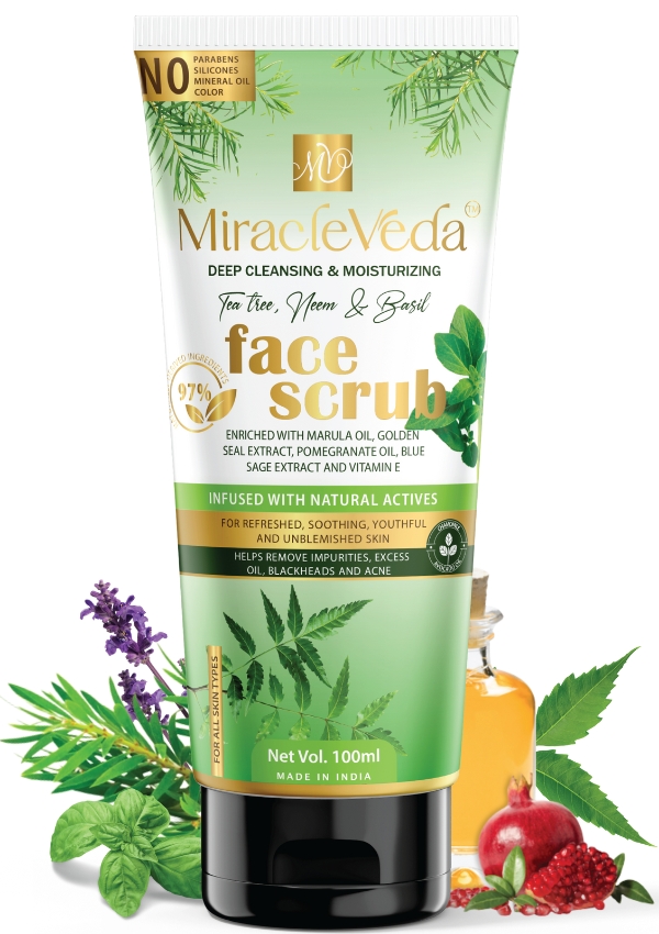 Tea tree Face Scrub with Neem and Basil Miracleveda